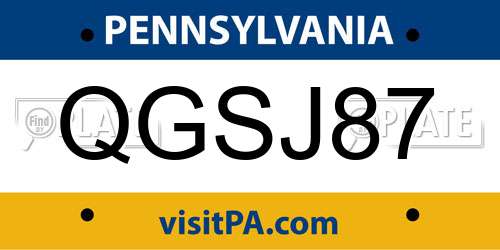 QGSJ87 Pennsylvania License Plate