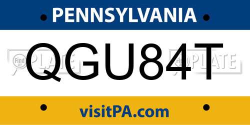 QGU84T Pennsylvania License Plate