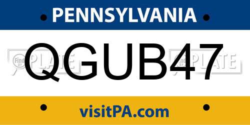 QGUB47 Pennsylvania License Plate