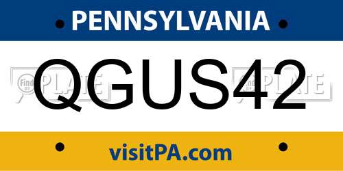 QGUS42 Pennsylvania License Plate
