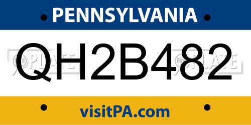 QH2B482 Pennsylvania License Plate