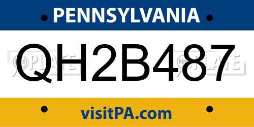 QH2B487 Pennsylvania License Plate