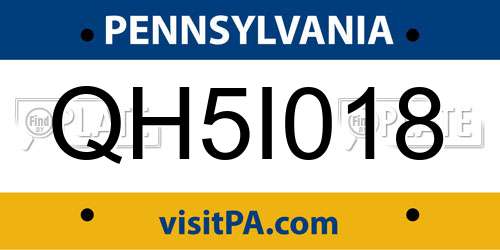 QH5I018 Pennsylvania License Plate