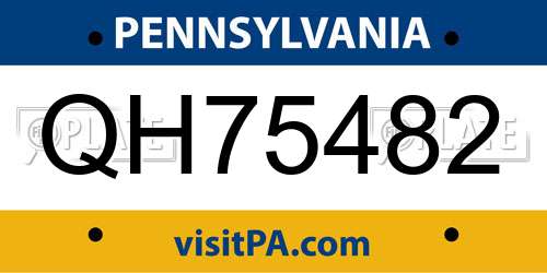 QH75482 Pennsylvania License Plate
