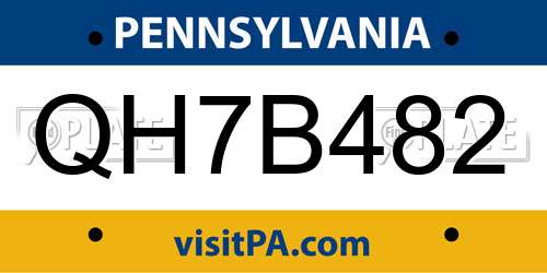 QH7B482 Pennsylvania License Plate