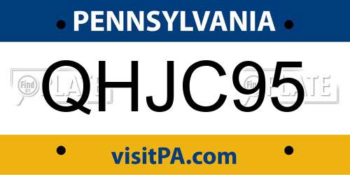 QHJC95 Pennsylvania License Plate
