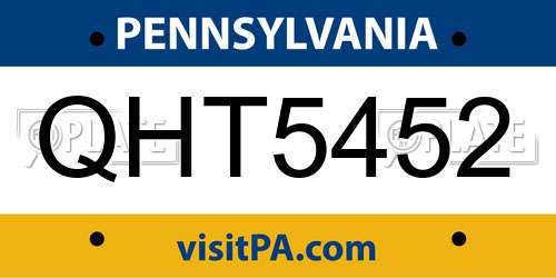 QHT5452 Pennsylvania License Plate