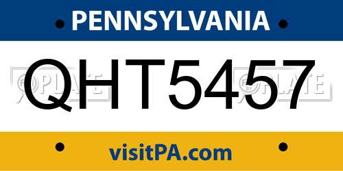 QHT5457 Pennsylvania License Plate