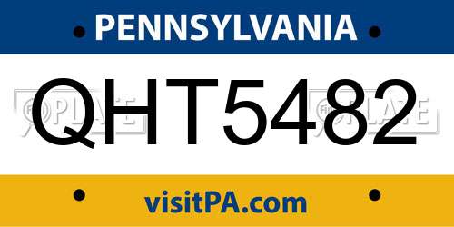 QHT5482 Pennsylvania License Plate