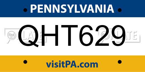 QHT629 Pennsylvania License Plate