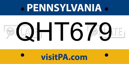 QHT679 Pennsylvania License Plate