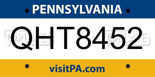 QHT8452 Pennsylvania License Plate