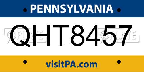 QHT8457 Pennsylvania License Plate