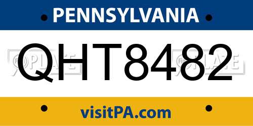 QHT8482 Pennsylvania License Plate