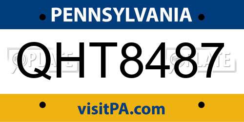 QHT8487 Pennsylvania License Plate