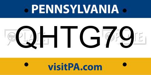 QHTG79 Pennsylvania License Plate
