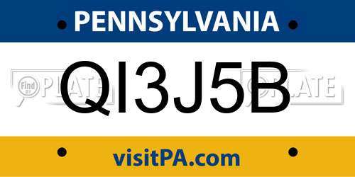 QI3J5B Pennsylvania License Plate