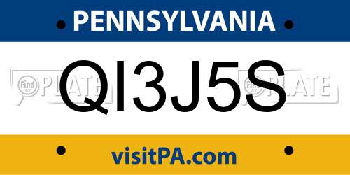 QI3J5S Pennsylvania License Plate