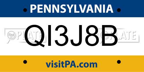 QI3J8B Pennsylvania License Plate