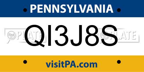QI3J8S Pennsylvania License Plate