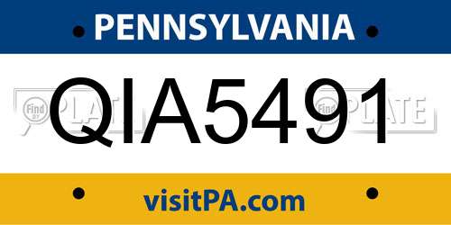 QIA5491 Pennsylvania License Plate
