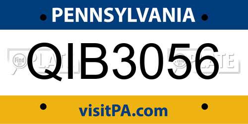 QIB3056 Pennsylvania License Plate