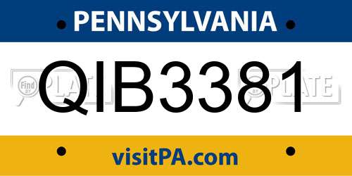 QIB3381 Pennsylvania License Plate