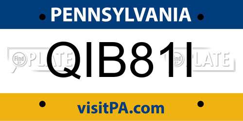 QIB81I Pennsylvania License Plate