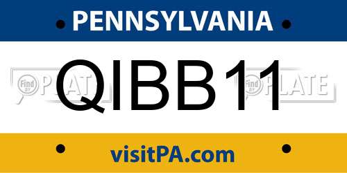 QIBB11 Pennsylvania License Plate
