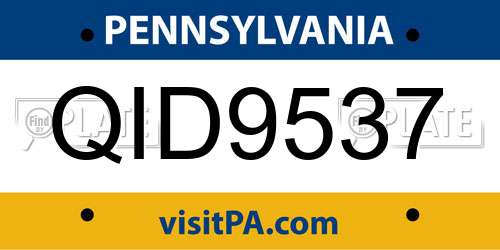QID9537 Pennsylvania License Plate