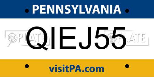 QIEJ55 Pennsylvania License Plate