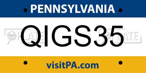 QIGS35 Pennsylvania License Plate