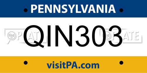 QIN303 Pennsylvania License Plate