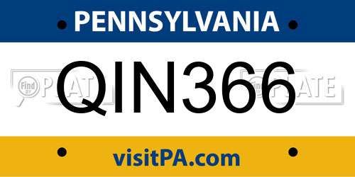 QIN366 Pennsylvania License Plate