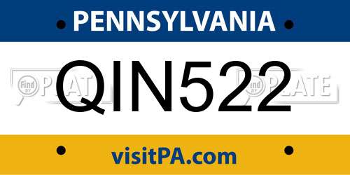 QIN522 Pennsylvania License Plate