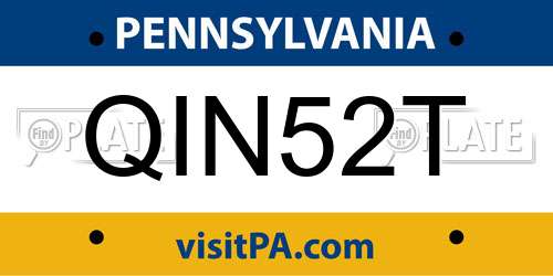 QIN52T Pennsylvania License Plate
