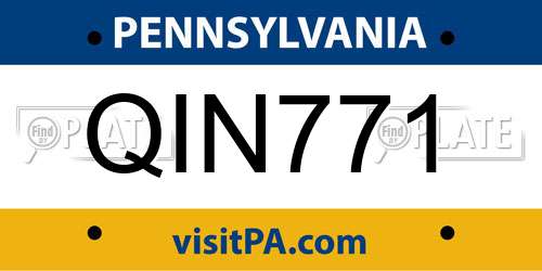 QIN771 Pennsylvania License Plate