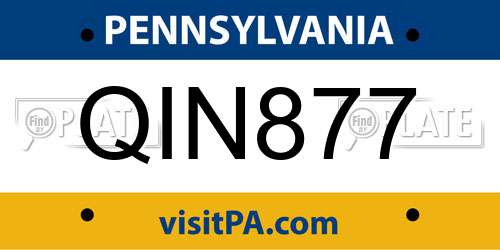 QIN877 Pennsylvania License Plate