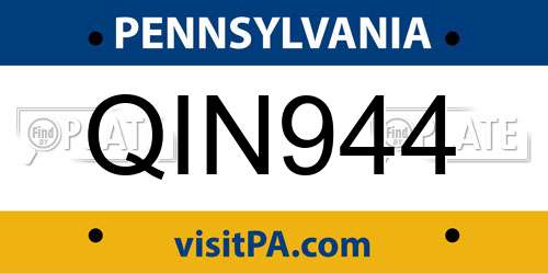 QIN944 Pennsylvania License Plate