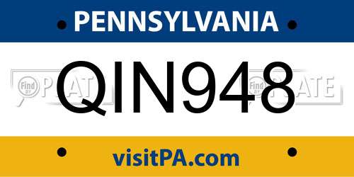 QIN948 Pennsylvania License Plate