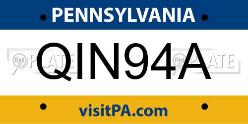 QIN94A Pennsylvania License Plate