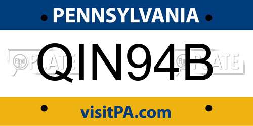 QIN94B Pennsylvania License Plate
