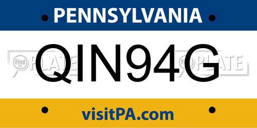 QIN94G Pennsylvania License Plate