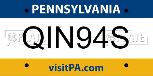 QIN94S Pennsylvania License Plate