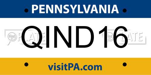 QIND16 Pennsylvania License Plate