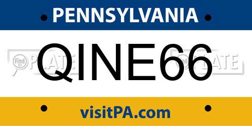 QINE66 Pennsylvania License Plate