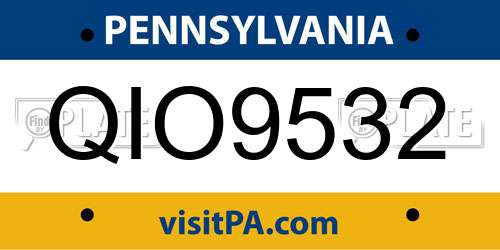 QIO9532 Pennsylvania License Plate