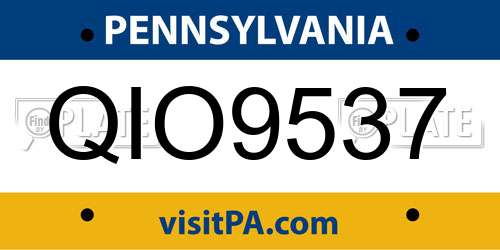 QIO9537 Pennsylvania License Plate