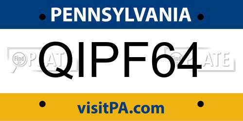 QIPF64 Pennsylvania License Plate