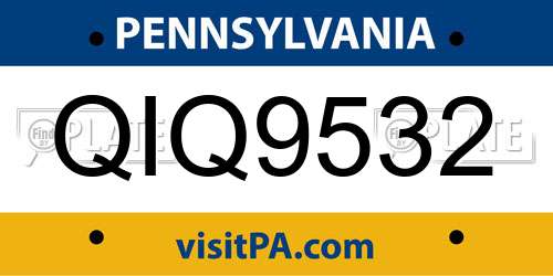 QIQ9532 Pennsylvania License Plate